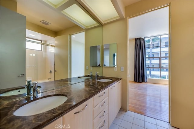 143 Union Jack Mall, Marina Del Rey, CA 90292 - full bathroom featuring a shower, tile patterned floors, and double vanity