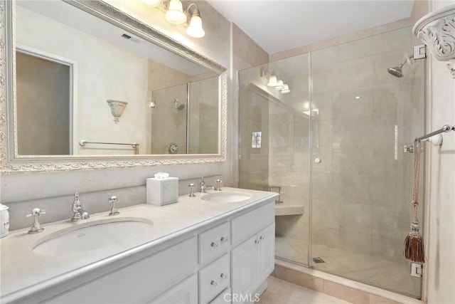 2800 Plaza Del Amo 458, Torrance, CA 90503 - bathroom with a stall shower and double vanity