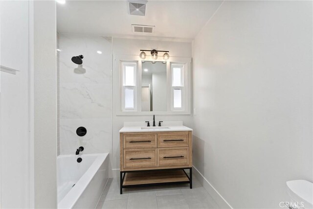 420 W Bennett Ave, Glendora, CA 91741 - full bathroom with vanity, tile patterned flooring, bathtub / shower combination, toilet, and baseboards