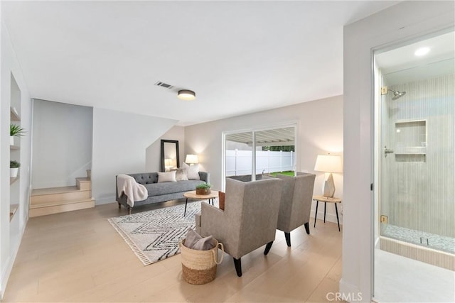 420 W Bennett Ave, Glendora, CA 91741 - living area featuring wood finished floors and stairs