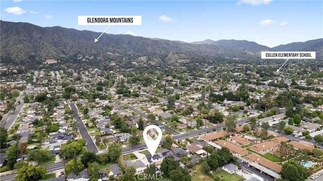 420 W Bennett Ave, Glendora, CA 91741 - aerial overview of property's location featuring a mountain backdrop and nearby suburban area