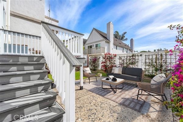 1517 Steinhart Ave, Redondo Beach, CA 90278 - view of patio / terrace with stairway, an outdoor living space, and fence