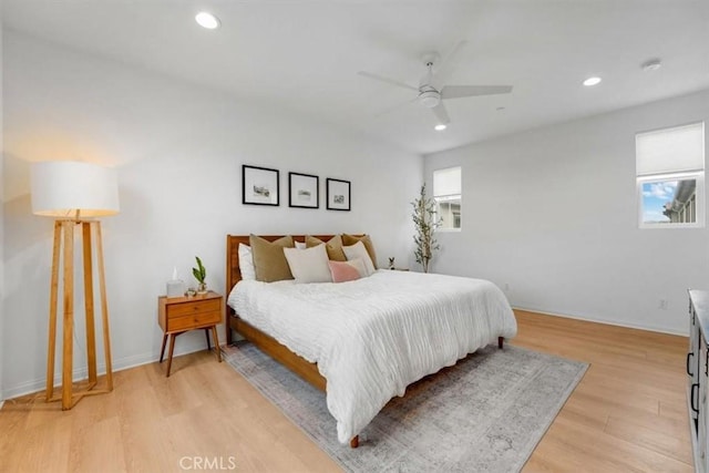 10243 Graphite St, Spring Valley, CA 91977 - bedroom featuring recessed lighting, light wood finished floors, baseboards, and a ceiling fan