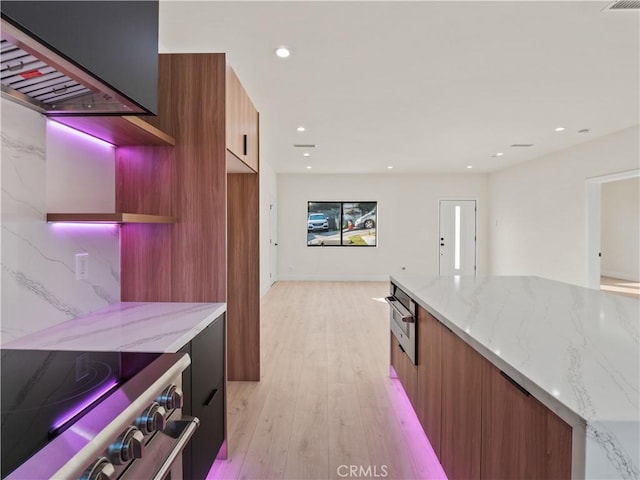 3810 Locke Ave, Los Angeles, CA 90032 - kitchen with modern cabinets, high end stainless steel range, light stone counters, and recessed lighting