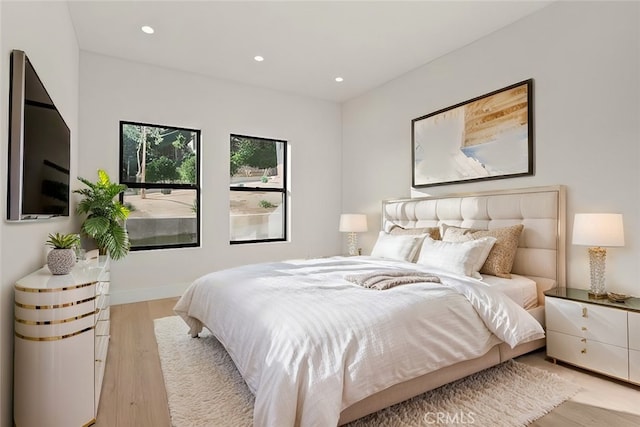 3810 Locke Ave, Los Angeles, CA 90032 - bedroom featuring recessed lighting, light wood-style flooring, and baseboards