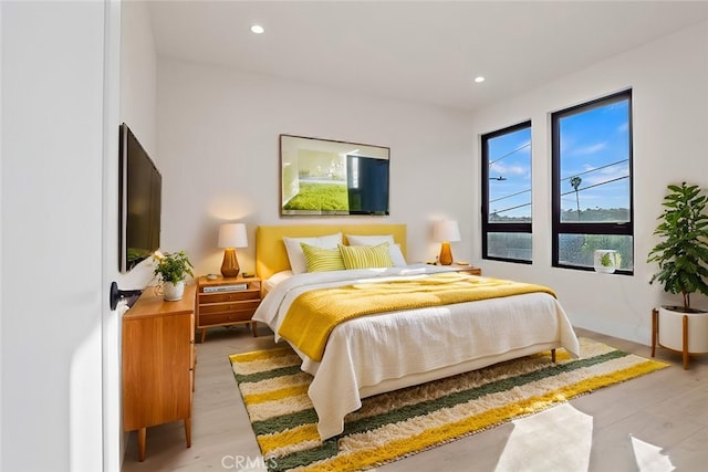 3810 Locke Ave, Los Angeles, CA 90032 - bedroom featuring light wood-style flooring, recessed lighting, and baseboards