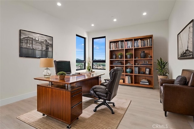 3810 Locke Ave, Los Angeles, CA 90032 - office space featuring light wood-type flooring, recessed lighting, and baseboards