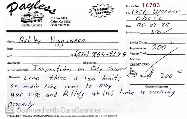 1256 Warner St, Chico, CA 95926 - view of a document
