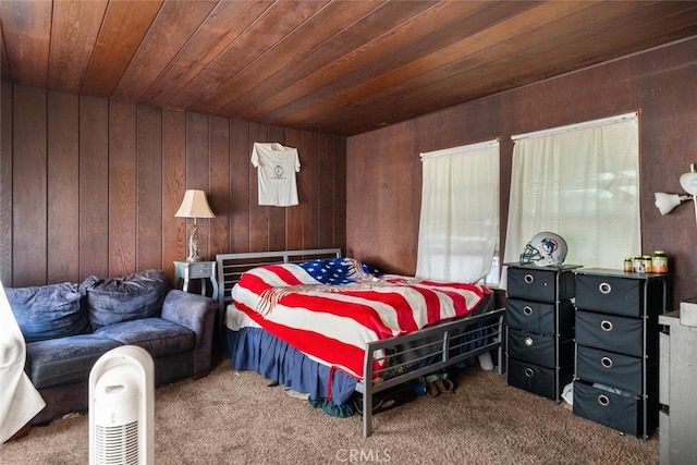 1256 Warner St, Chico, CA 95926 - bedroom with wooden ceiling, carpet floors, and wooden walls