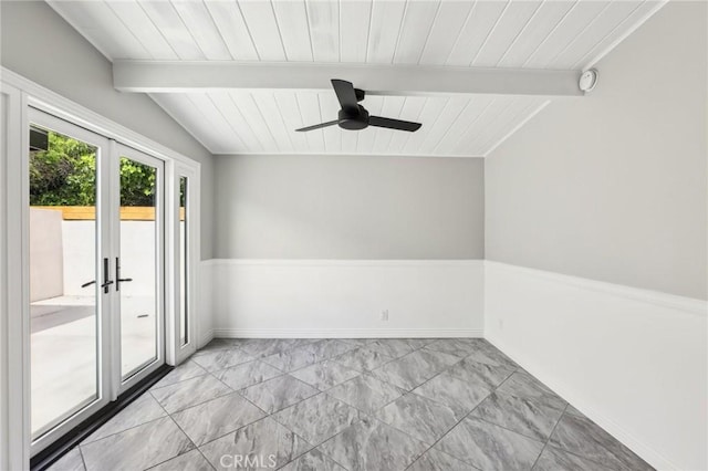 2105 Noble View Dr, Rancho Palos Verdes, CA 90275 - unfurnished room featuring wood ceiling, a smoke detector, a ceiling fan, and light marble finish floors