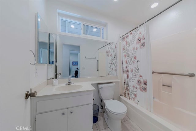 5855 Via Sonora Unit 39, Yorba Linda, CA 92887 - full bath with tile patterned floors, toilet, vanity, and shower / bath combo