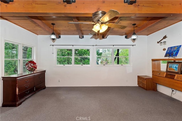 26349 Walnut Hills Dr, Lake Arrowhead, CA 92391 - carpeted bedroom featuring wooden ceiling with exposed beams