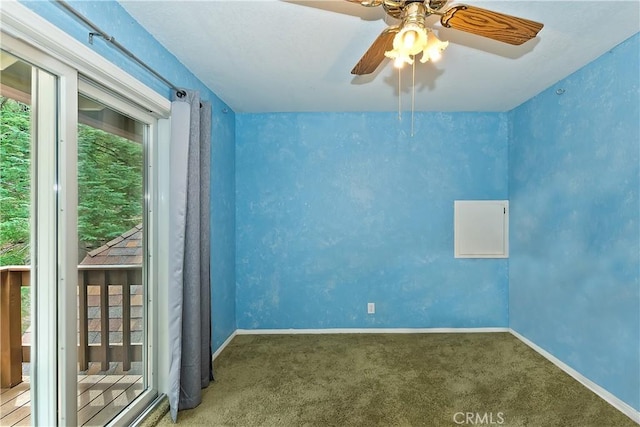 26349 Walnut Hills Dr, Lake Arrowhead, CA 92391 - carpeted empty room with a ceiling fan and baseboards