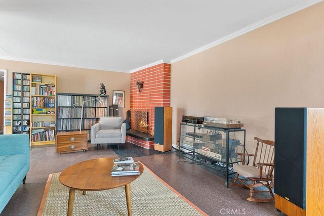 6072 Navajo Rd, Westminster, CA 92683 - living area with a fireplace and ornamental molding