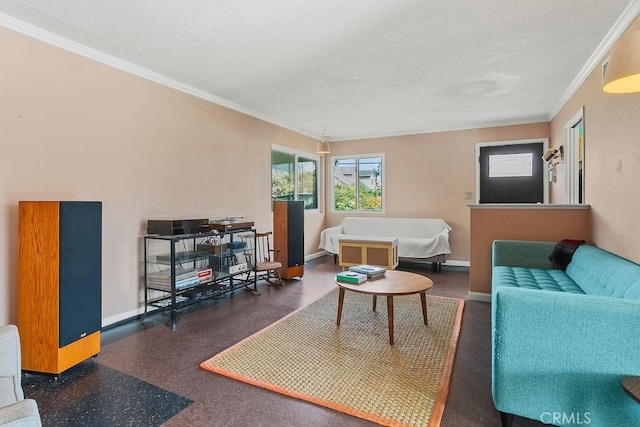 6072 Navajo Rd, Westminster, CA 92683 - living room with crown molding and baseboards