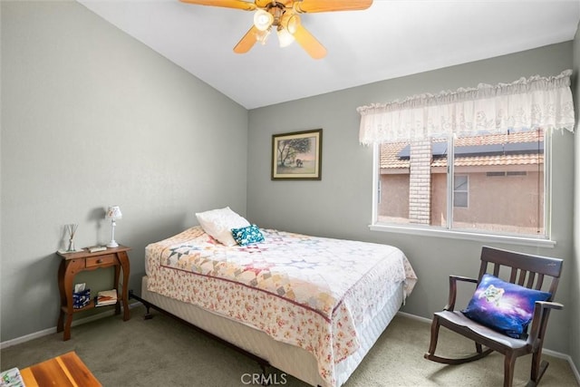 39680 Glenwood Ct, Murrieta, CA 92563 - carpeted bedroom with baseboards, a ceiling fan, and vaulted ceiling