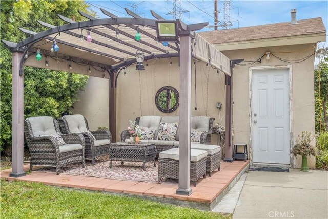 17027 Simonds St, Granada Hills, CA 91344 - view of patio / terrace with a pergola and outdoor lounge area
