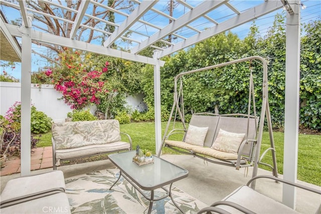 17027 Simonds St, Granada Hills, CA 91344 - view of patio / terrace featuring a pergola and an outdoor living space
