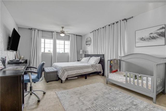 17027 Simonds St, Granada Hills, CA 91344 - bedroom featuring carpet floors, an office area, and a ceiling fan