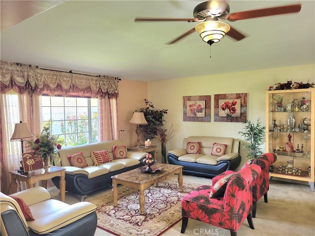 17027 Simonds St, Granada Hills, CA 91344 - living area featuring carpet flooring and a ceiling fan