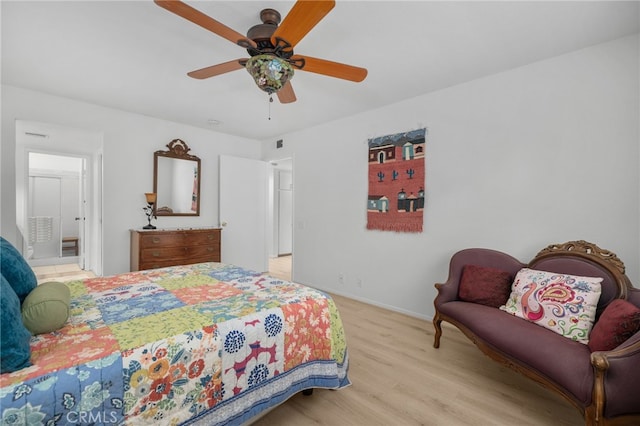 254 E Fern Ave Unit 108, Redlands, CA 92373 - bedroom featuring light wood finished floors, baseboards, and ceiling fan