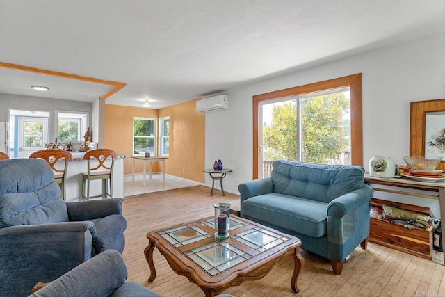 2163 Gracey Ln, Fallbrook, CA 92028 - living room featuring a wall mounted AC and light wood-style flooring