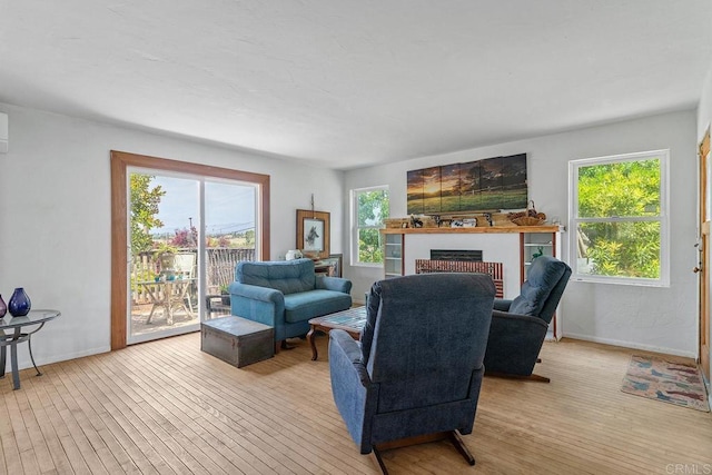 2163 Gracey Ln, Fallbrook, CA 92028 - living room with wood finished floors, a fireplace, and baseboards