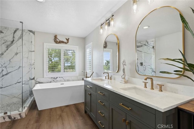 32840 Northshire Cir, Temecula, CA 92592 - full bathroom featuring healthy amount of natural light, a marble finish shower, and a soaking tub