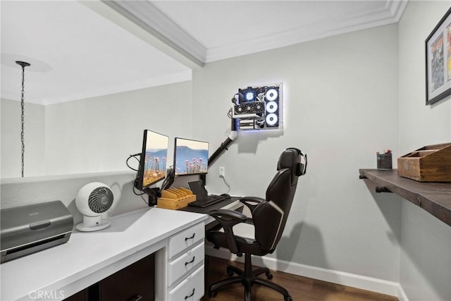 32840 Northshire Cir, Temecula, CA 92592 - office space featuring ornamental molding and dark wood-style floors