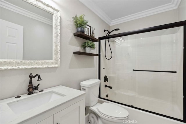 32840 Northshire Cir, Temecula, CA 92592 - full bath featuring crown molding, shower / bath combination with glass door, and vanity