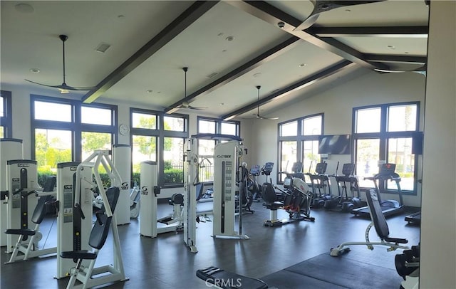 4511 S Luna Privado, Ontario, CA 91761 - workout area with beamed ceiling and high vaulted ceiling