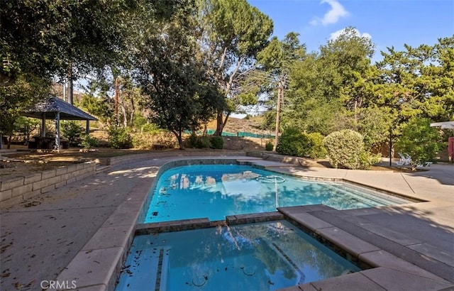 5340 Edgeware Dr, Calabasas, CA 91301 - view of pool featuring a gazebo and a pool with connected hot tub
