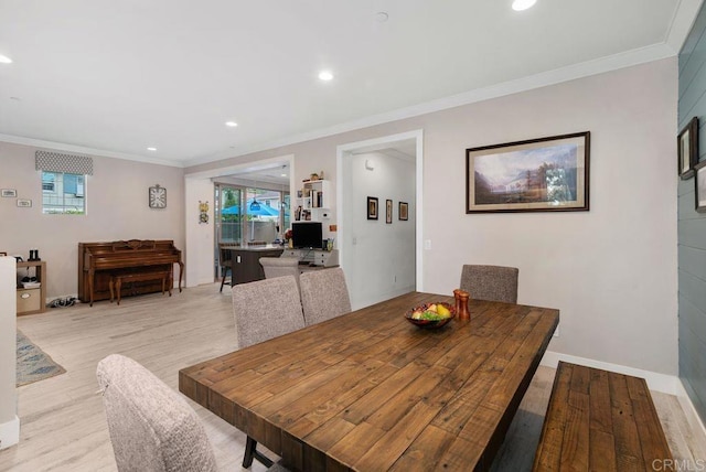 4304 Pacifica Way Unit 2, Oceanside, CA 92056 - dining space with ornamental molding, light wood-type flooring, and recessed lighting