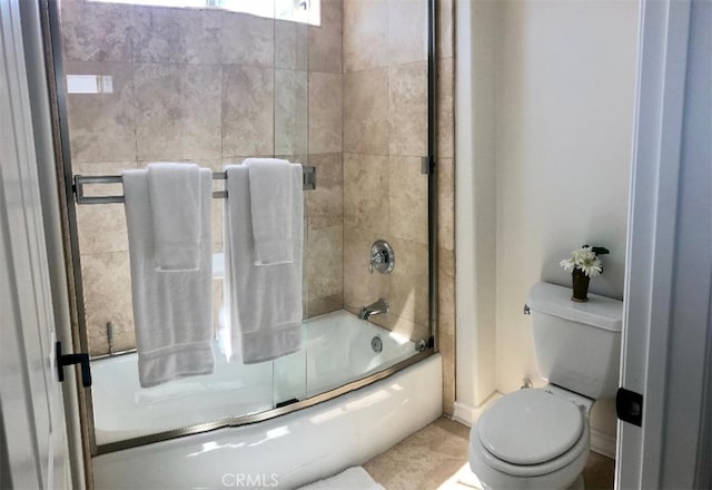 3401 5th Ave, Corona Del Mar, CA 92625 - bathroom with toilet, bath / shower combo with glass door, and tile patterned flooring