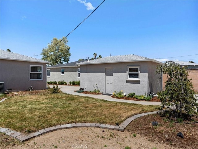 715 Bennett Ave, Arroyo Grande, CA 93420 - back of property with a lawn, stucco siding, and central air condition unit