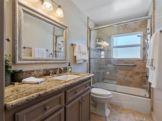 715 Bennett Ave, Arroyo Grande, CA 93420 - full bath with vanity, toilet, combined bath / shower with glass door, and tile patterned floors