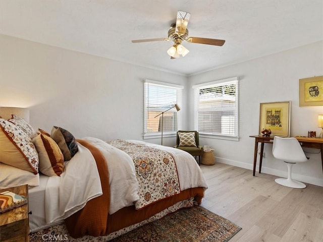 715 Bennett Ave, Arroyo Grande, CA 93420 - bedroom with light wood-style flooring, baseboards, and ceiling fan
