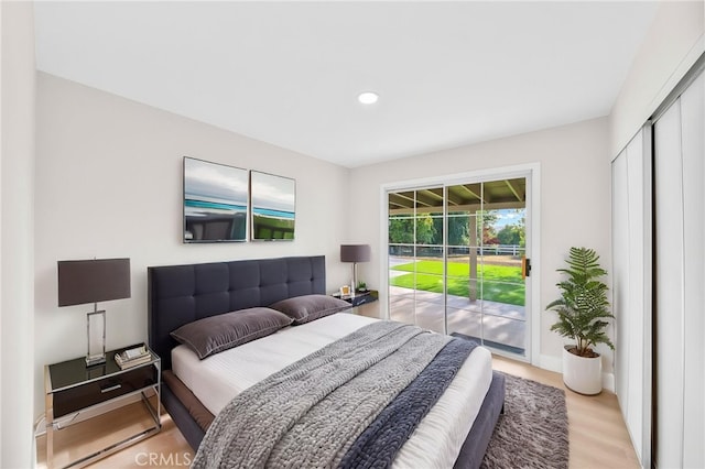 29140 Via Norte, Temecula, CA 92591 - bedroom featuring access to outside, light wood finished floors, recessed lighting, and a closet