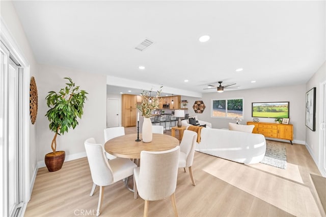 29140 Via Norte, Temecula, CA 92591 - dining space with light wood-type flooring, recessed lighting, a ceiling fan, and a chandelier