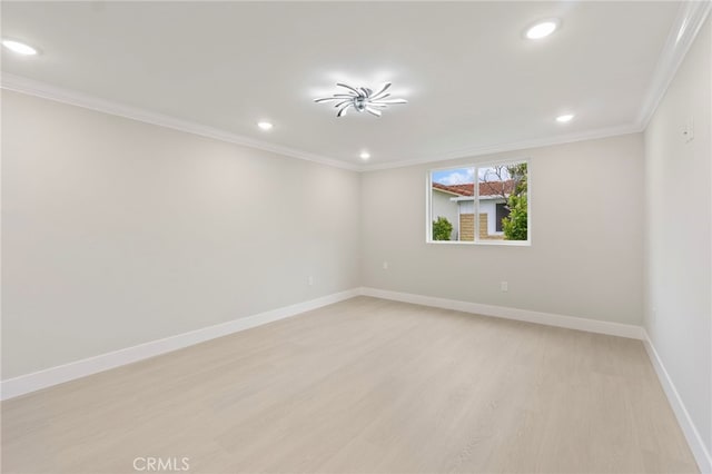 2202 Via Mariposa E Unit B, Laguna Woods, CA 92637 - unfurnished room featuring baseboards, recessed lighting, light wood-style floors, and ornamental molding