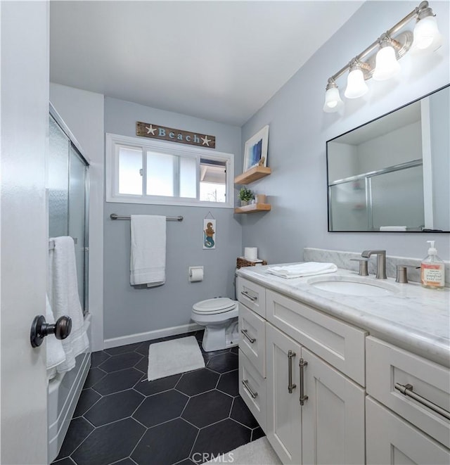 2871 Anza Ln, Costa Mesa, CA 92626 - full bath with vanity, toilet, tile patterned flooring, and shower / bath combination with glass door