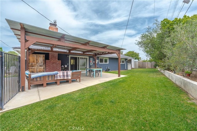 2871 Anza Ln, Costa Mesa, CA 92626 - rear view of house with a pergola, a patio area, and a chimney