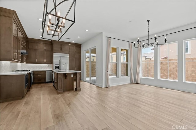 20702 W Chestnut Cir, Porter Ranch, CA 91326 - kitchen featuring a chandelier, healthy amount of natural light, stainless steel appliances, light countertops, and recessed lighting