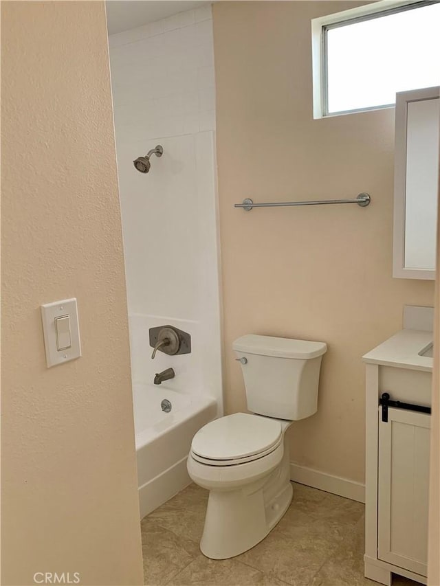 8818 Keremeos Way, San Diego, CA 92126 - bathroom featuring vanity, toilet, shower / tub combination, tile patterned flooring, and baseboards