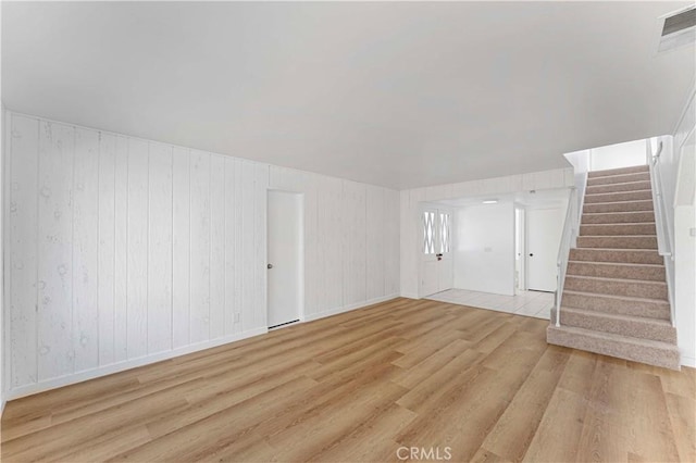 942 E Denwall Dr, Carson, CA 90746 - unfurnished living room featuring light wood-style flooring, stairway, and baseboards