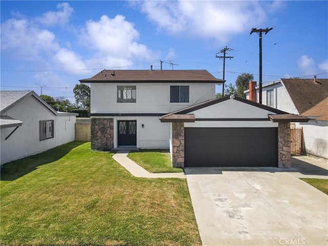 942 E Denwall Dr, Carson, CA 90746 - view of front of house featuring stucco siding, a garage, concrete driveway, and stone siding