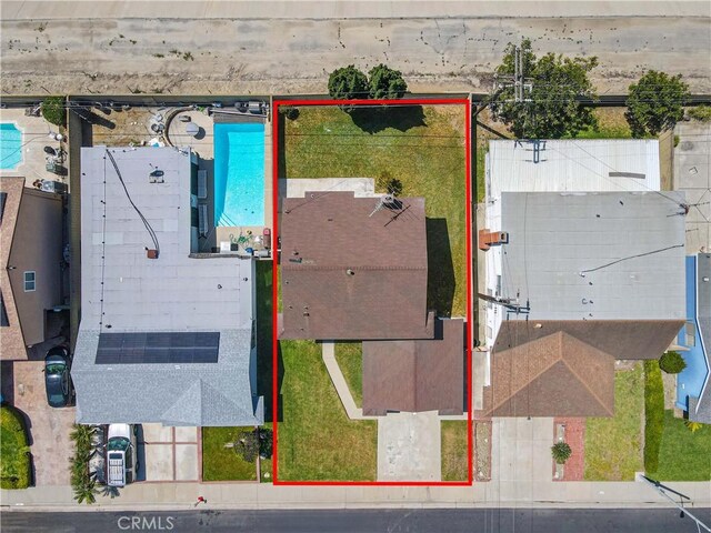 942 E Denwall Dr, Carson, CA 90746 - aerial view of property's location with property parcel outlined and a pool