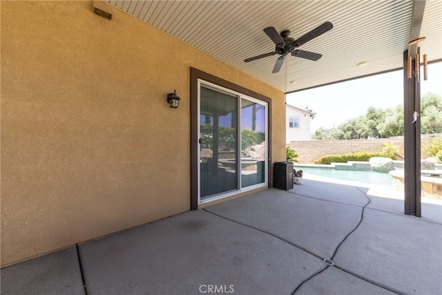 6122 Glen Abbey Pl, Fontana, CA 92336 - view of patio / terrace featuring a ceiling fan and fence
