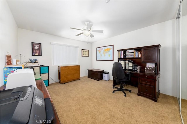 6122 Glen Abbey Pl, Fontana, CA 92336 - office space featuring light carpet and ceiling fan