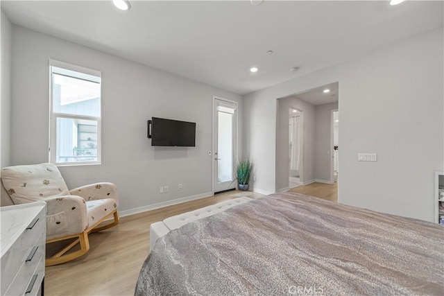 27218 Narrowleaf Willow Ln, Valencia, CA 91381 - bedroom with light wood finished floors, recessed lighting, and baseboards